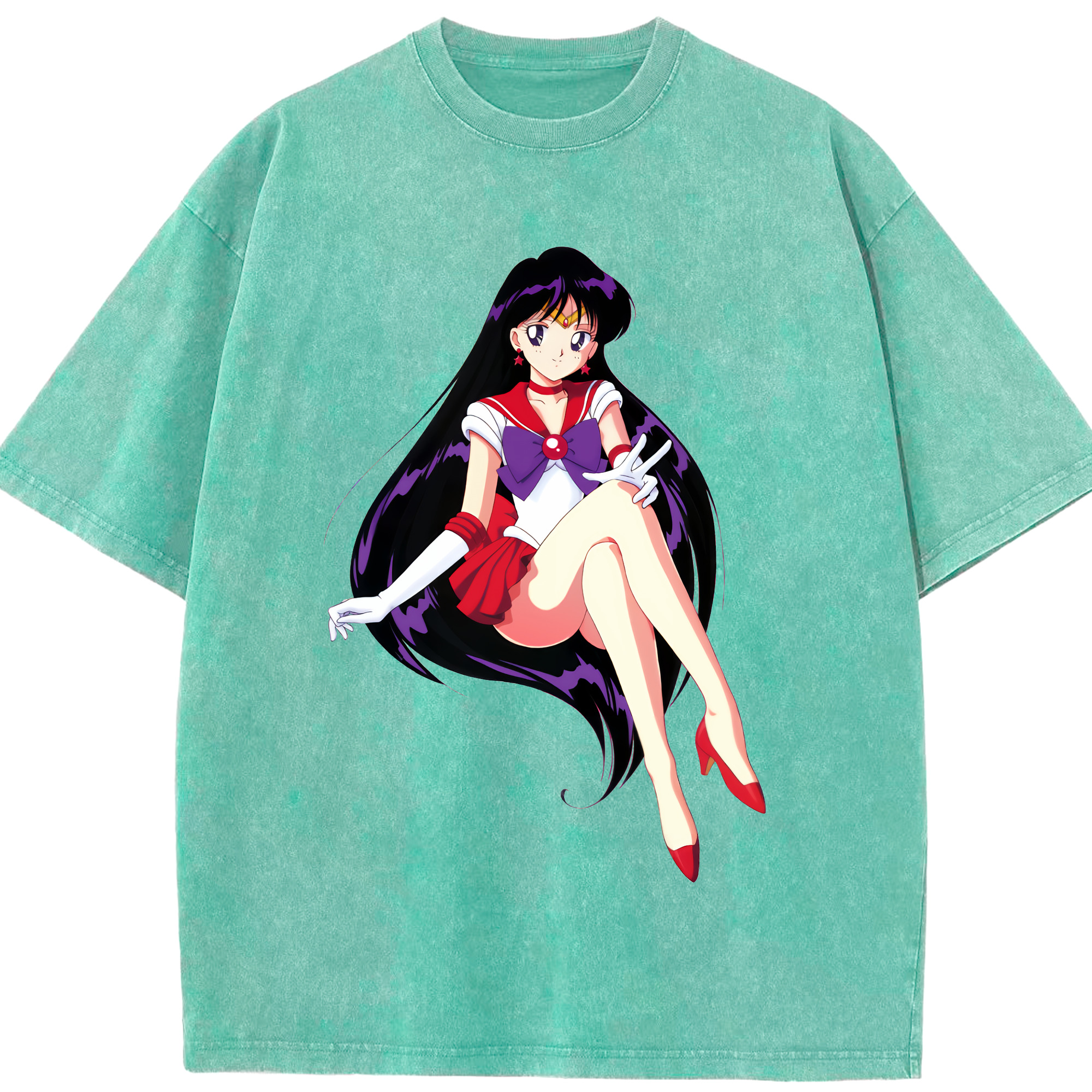 （画像用） 美少女戦士セーラームーン 火野レイ ひの レイ Sailor Moon Hino Rei （セーラーマーズ,Sailor Mars） 綿100% ヴィンテージ風 半袖Tシャツ（フロントプリント）